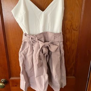 Dress with a white top and blush skirt, tie around skirt!